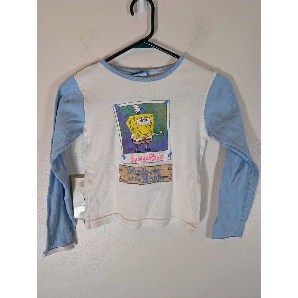 VTG 2001 Kids L 10/12 SpongeBob SquarePants Employee of the Month Shirt Blue